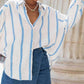 Dames Oversized Gestreept Knoopjesoverhemd