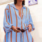 Dames Oversized Gestreept Knoopjesoverhemd