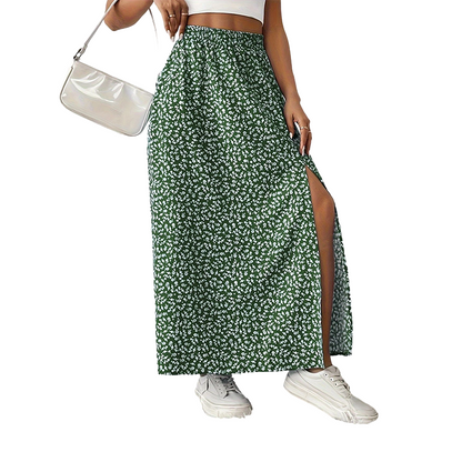 Dames Bloemenprint Hoge Taille Split Rok