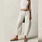 Dames Retro Mid-Rise Gebogen Jeans met Wijde Benen