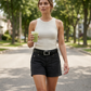 Dames Casual Stretch Shorts met Utility Zakken