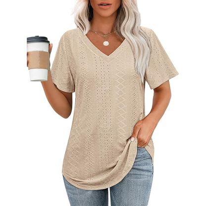 Dames Flatterende V-hals T-shirt