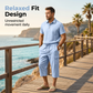 Heren Zomer Linnen Set Losse Shirt en Cargo Shorts Tweedelig Outfit