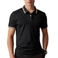 Heren Mode Contrast Revers Sneldrogend Korte Mouw T-Shirt
