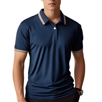 Heren Mode Contrast Revers Sneldrogend Korte Mouw T-Shirt