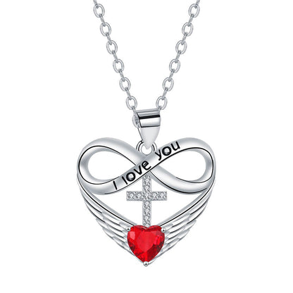 Infinity Heart Cross-ketting met vleugelhanger