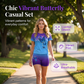 Dames Casual Vlinderprintset – Top en Shorts