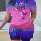 Dames Casual Vlinderprintset – Top en Shorts