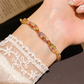 Retro Crossover Twisted Multicolor Zircon verstelbare armband voor dames