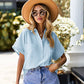 Dames Katoenen Linnen Blouse met Korte Mouwen