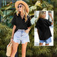 Dames Katoenen Linnen Blouse met Korte Mouwen