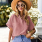 Dames Katoenen Linnen Blouse met Korte Mouwen