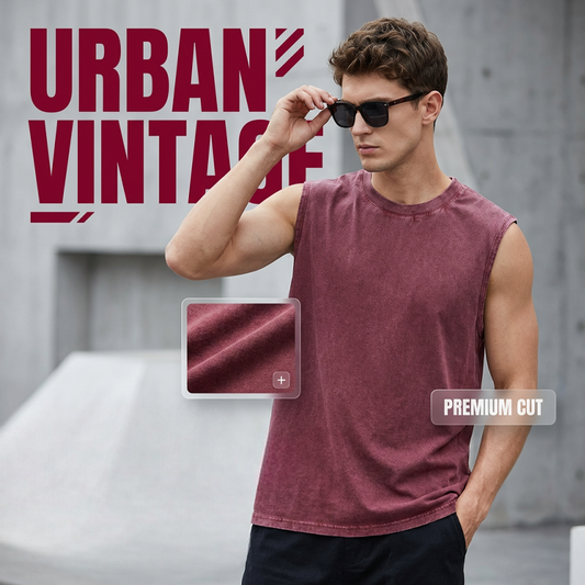 Heren Vintage Wash Mouwloos Tank Top