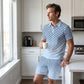 Heren Geometrische Print Gekraagde Top & Shorts Set