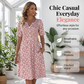 Dames Casual V-hals Print Jurk met Zakken