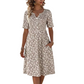 Dames Casual V-hals Print Jurk met Zakken