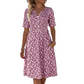 Dames Casual V-hals Print Jurk met Zakken