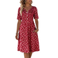 Dames Casual V-hals Print Jurk met Zakken