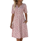 Dames Casual V-hals Print Jurk met Zakken