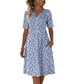 Dames Casual V-hals Print Jurk met Zakken