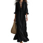 Dames maxi-jurk met ruches, V-hals en gelaagde rok