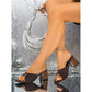 Dames Vierkante Neus Gerimpelde Blokhak Slippers