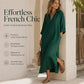 Dames Losse Katoen Linnen Shirt Maxi Jurk
