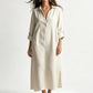 Dames Losse Katoen Linnen Shirt Maxi Jurk