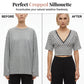 Dames Gestreept V-Hals Korte Mouw Crop Top