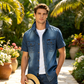 Heren Casual Denim Korte Mouw Overhemd