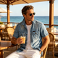 Heren Casual Denim Korte Mouw Overhemd