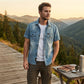 Heren Casual Denim Korte Mouw Overhemd