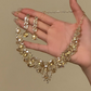 Elegante Gele Fonkelende Strass Sieraden