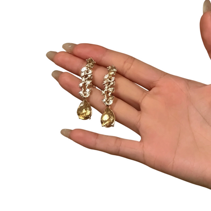 Elegante Gele Fonkelende Strass Sieraden