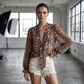 Dames V-hals Luipaardprint Top