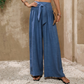 Dames Hoge Taille Strikbroek met Wijde Pijpen