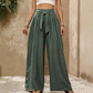 Dames Hoge Taille Strikbroek met Wijde Pijpen