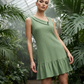 Dames Mouwloze Jurk met Asymmetrische Kraag
