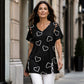 Casual T-shirt met V-hals en korte mouwen voor dames