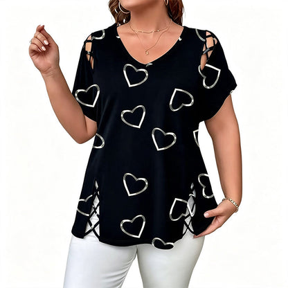 Casual T-shirt met V-hals en korte mouwen voor dames