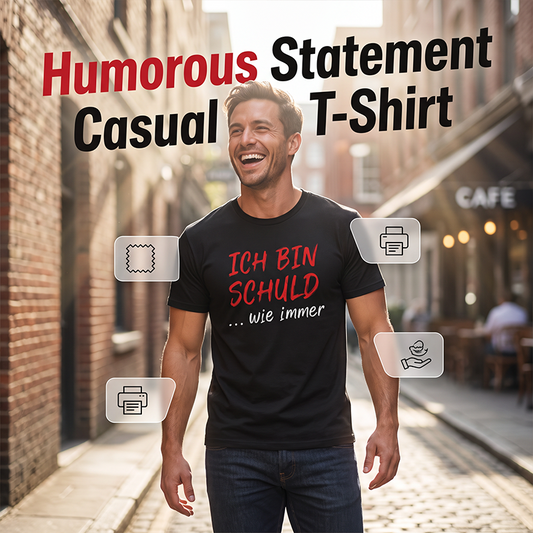 Grappige Duitse Slogan Heren Zwart T-Shirt Casual Korte Mouw Ronde Hals Top