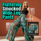 Dames Gesmockte Hoge Taille Wijde Pijp Broek