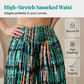 Dames Gesmockte Hoge Taille Wijde Pijp Broek