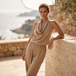 Dames Halternek Wijde Pijp Jumpsuit