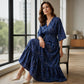Dames Elegante V-Hals Bedrukte Jurk