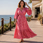 Dames Elegante V-Hals Bedrukte Jurk