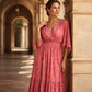 Dames Elegante V-Hals Bedrukte Jurk