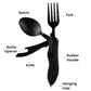 ❄️Zomerfresh 50% Korting!🍴4-in-1 Opvouwbaar Campingbestek – Compact Buitenbestek met Vork, Lepel, Tafelmes en Flesopener
