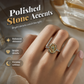 Vintage Gouden Maagd Maria Ovale Kristallen Ring