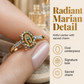 Vintage Gouden Maagd Maria Ovale Kristallen Ring